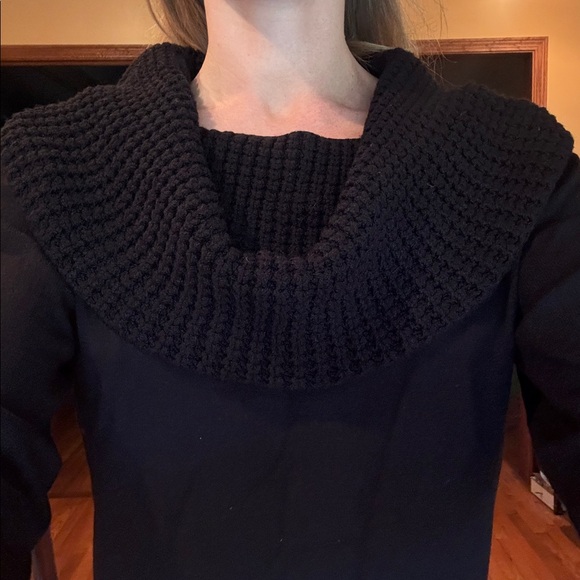 Nine West Cowl Neck Off Shoulder Chunky Knit XL Black - Picture 7 of 8